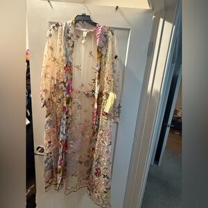 Aratta Sheer Kimono with Multicolor Floral Design